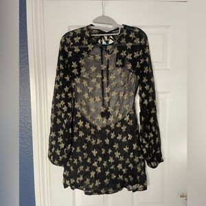 Nasty Gal Black and Gold Star See Through Dress